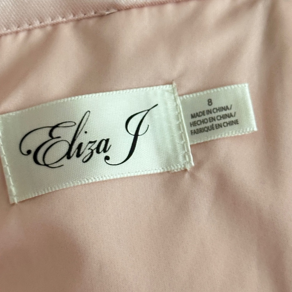 Eliza J Blush Pink Off-Shoulder Gown with Rhinestone Belt – Size 8 - Picture 9 of 13